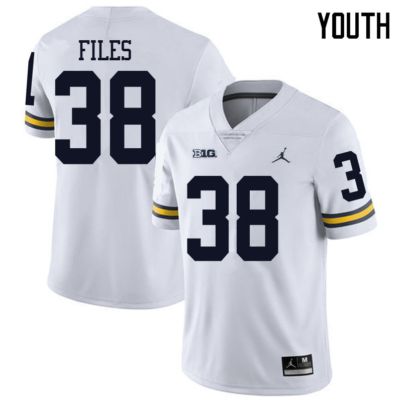 Jordan Brand Youth #38 Joseph Files Michigan Wolverines College Football Jerseys Sale-White